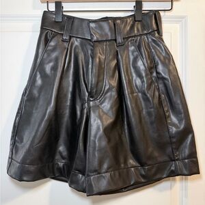 Abercrombie & Fitch Black High Waist Leather Shorts